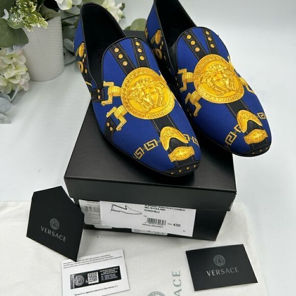 Men’s Versace medusa head silk slippers, size 43 made in Italy - Picture 2 of 10